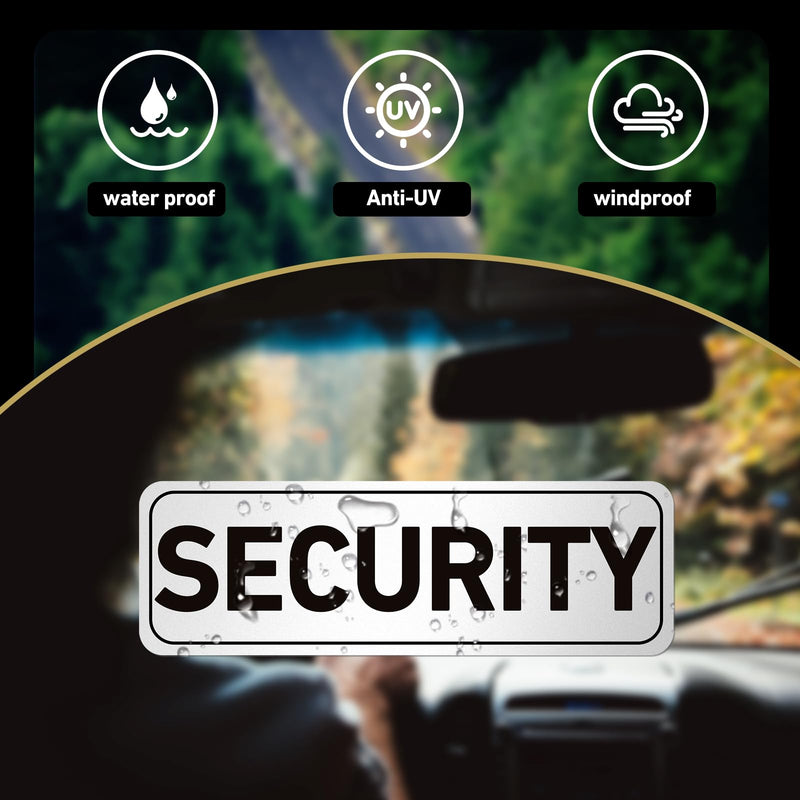 4 Pcs Security Car Magnetic Signs Reflective Security Heavy Duty Signs for Vehicles Magnetic Truck Signs Waterproof Security Officers Magnetic Decals for Patrol(White with Black Border) White with Black Border
