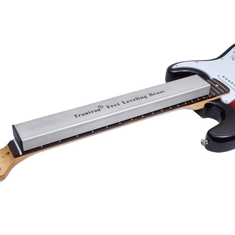 [AUSTRALIA] - Fret Leveling Beam, 16 Inch Stainless Steel Fret Leveler Sanding Block, Guitar Fret Level File Bar Luthier Repair Tool with 2-Set of 120/240/320/400/600/1000 Grit Replacement Sandpaper Stainless Steel Fret Leveler-16"x2"x1" 