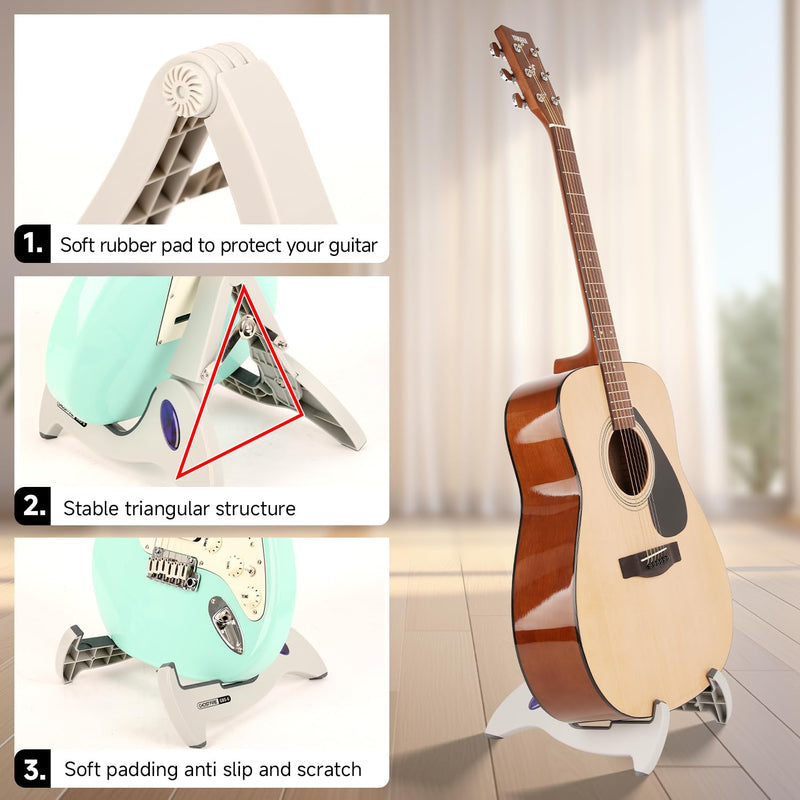 GHOSTFIRE Guitar Stand Folding Electric Guitar Stands Floor Adjustable A-Frame Stand Tripod Fit For Acoustic, Violin, Electric, Bass Guitars With Non-Slip Rubber Feet (GBS-6) GBS-6
