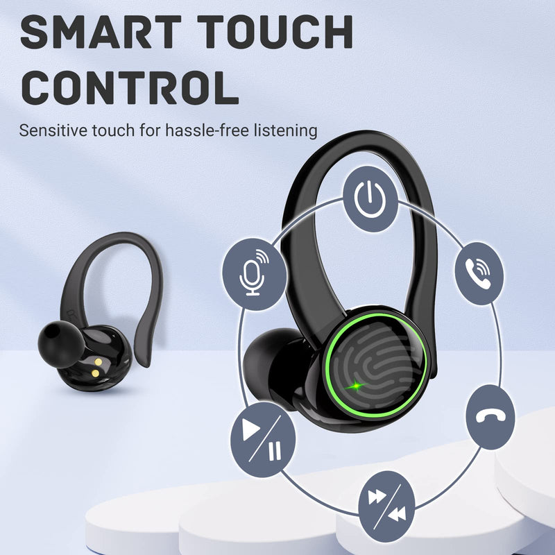 for Samsung Galaxy S23 S4 S25+ Ultra Bluetooth 5.3 Headphones 3D Stereo with Earhook, 40H Touch Control Over Ear Headphones, IP7 Waterproof Earphones Built-in Mic for Running Workout Sport