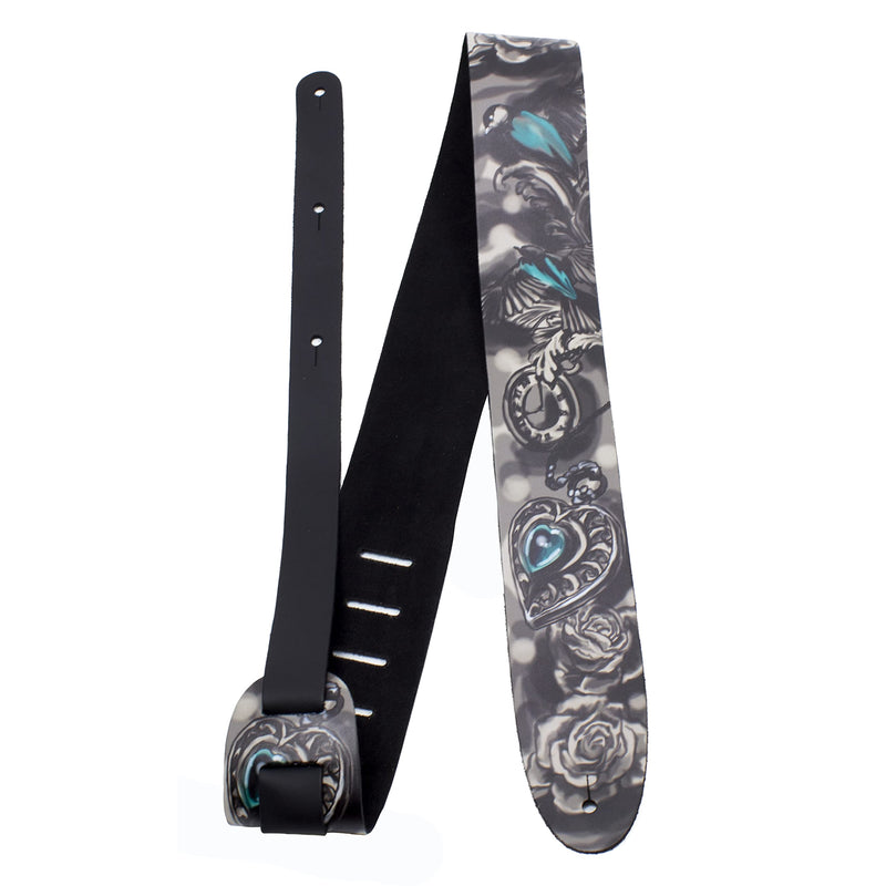 Perris Leathers Ltd. - Guitar Strap - Suede - Adjustable - for Acoustic/Bass/Electric Guitar - Made in Canada Green Lock Heart