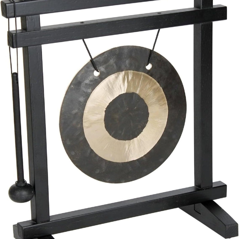 [AUSTRALIA] - Woodstock Wind Chimes Desk Gong, Brass Hand-Hammered Bronze, Medium 12 - Inch Tall, for Meditation, Yoga, Classrooms, Offices, Great for Awareness, Relaxation Black/Bronze 