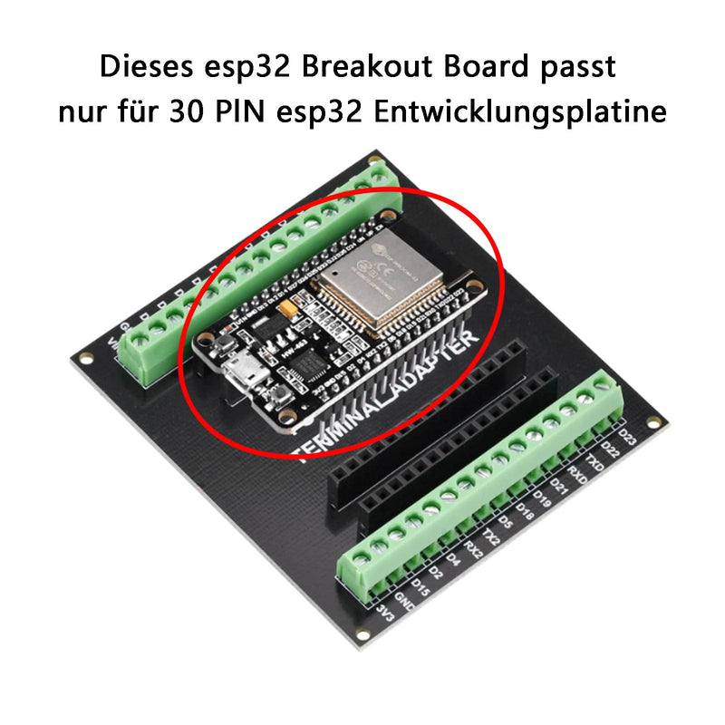 ESP32 Breakout Board for 30 Pin, ESP32 Development Board 2.4 GHz Dual Core WLAN WiFi + Bluetooth 2-in-1 Microcontroller ESP-WROOM-32 Chip for Arduino Pack of 4
