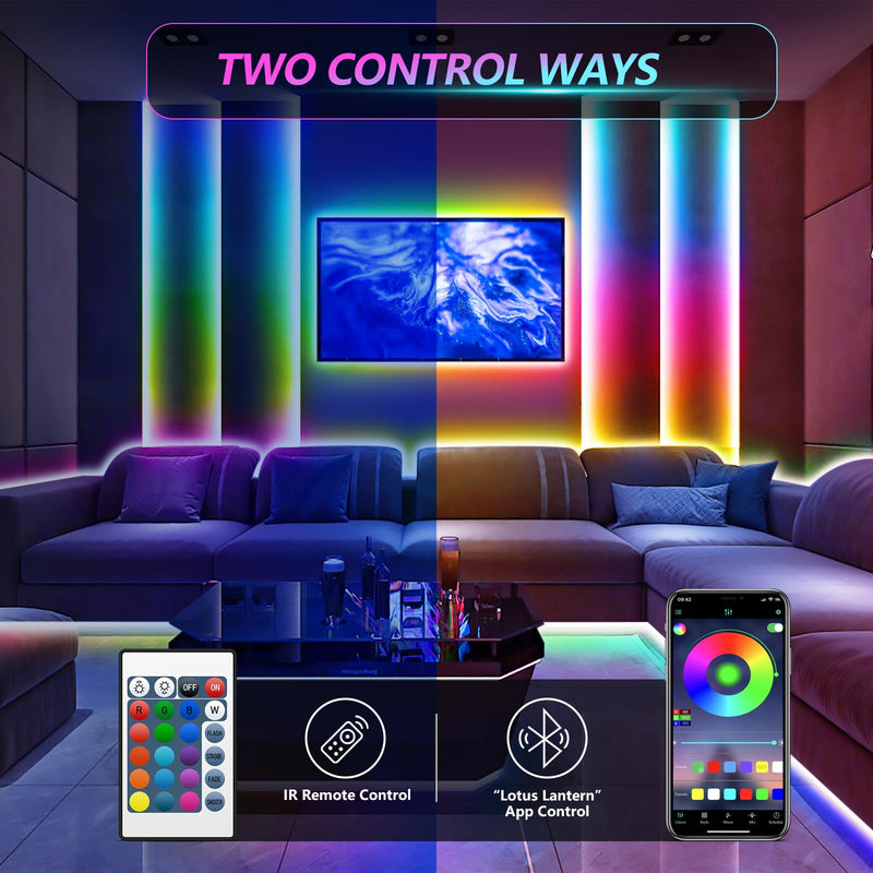 HOUHUI LED Strip Lights Kit, 2x9.8Ft RGB LED Lights Strip for 32-50in TV LED Backlight, App Control Strip Light Waterproof IP65 with Remote, Music Sync USB TV LED Light Strip for Home PC Monitor Desk