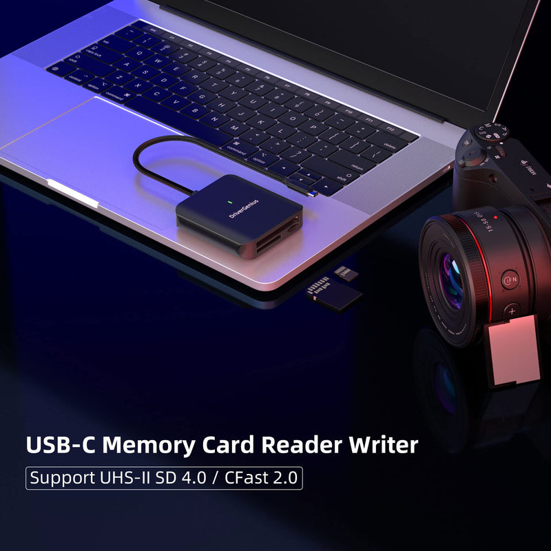 DriverGenius HB081 | 3-in-1 CFast 2.0 Reader USB-C UHS-II 4.0 SD/microSD Card Reader