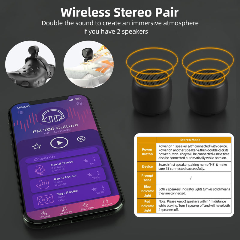Mini Speaker for Crocs, Croc Bluetooth Speaker, Portable Speaker for Crocs Accessories, Speaker Charm for Crocs Sports Shoes Black