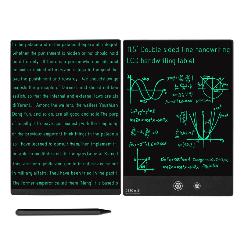 LCD Writing Tablet 2 Sides Screen Erasable Reusable 11.5inch and 10.5inch Electronic Drawing Pads Portable Scratchpad for Kids Adults Home Office (Black) 11.5&10.5in Black