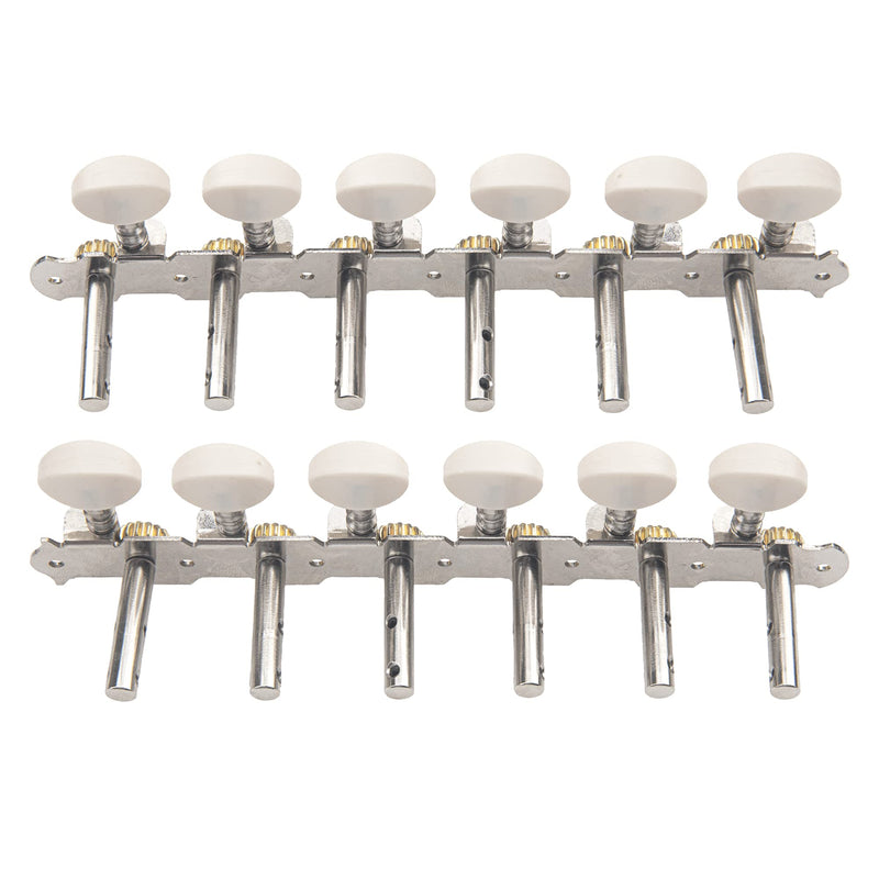 1Set Yootones 12 Strings Acoustic Guitar Tuning Pegs Machine Heads Single Hole Compatible with Acoustic Guitar Accessories (Silver)