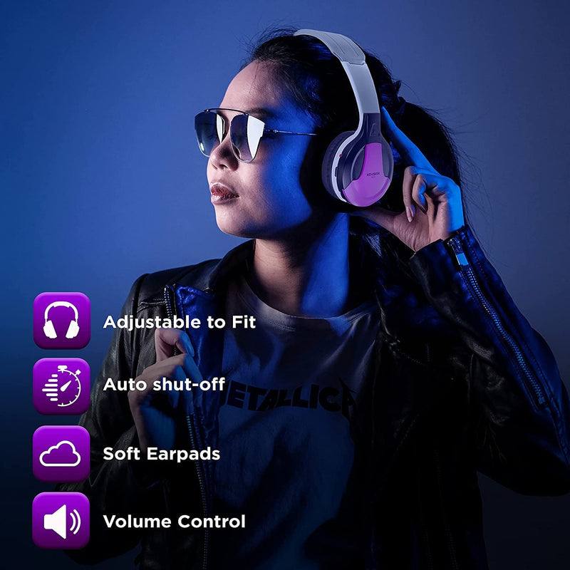 IR630PR Universal IR Wireless Foldable Headphones - Purple Wireless Bluetooth-Enabled Lightweight Portable for iPhone, Car, Kids Wireless Headphones for Universal Car Entertainment System