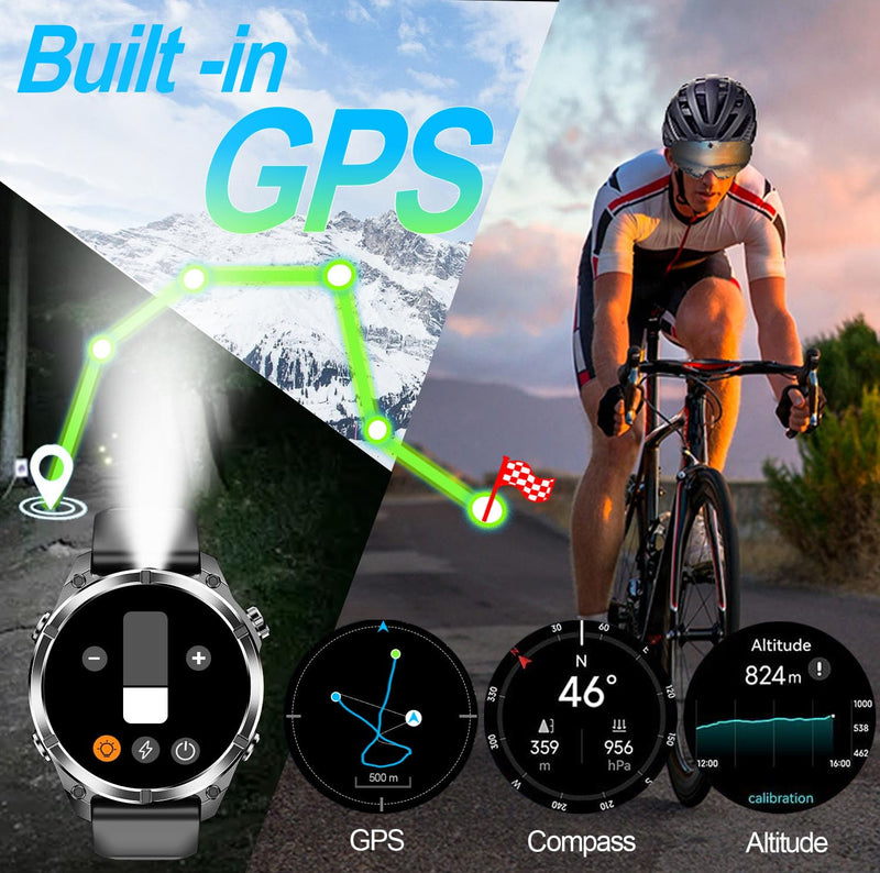 Military Smart Watches for Men, 1.43" AMOLED Fitness Watch with Compass | 24/7 Heart Rate, SpO2 Monitor, Sleep Tracker, Answer/Make Calls, 100+ Sport Modes, Smart Watches for Android iOS