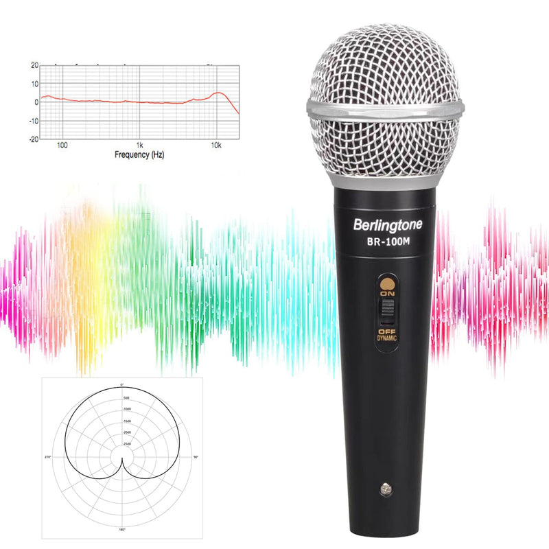 Dynamic Vocal Microphone - Metal Casing, Microphone for Singing, Speaking, Wired, 25ft XLR Cabel, Cardioid, with ON/Off Switch, Black/Silver