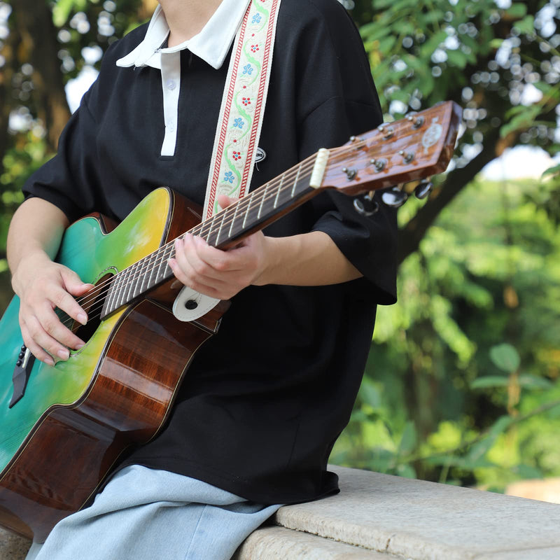 [AUSTRALIA] - Guitar Straps, Acoustic Electric Guitar Straps, Bass Guitar Strap with Adjusatable Length, Guitar Accessories White and Beige 