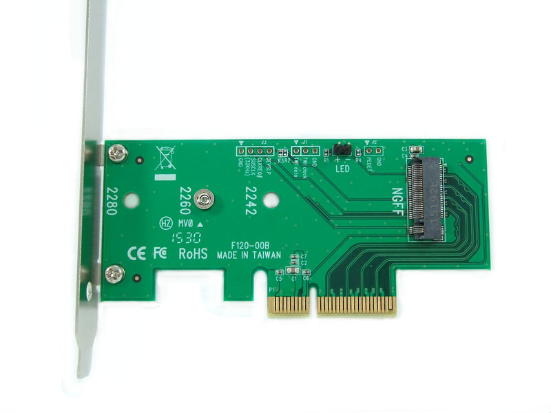 Ableconn PEXM2-SSD M.2 NGFF PCIe SSD to PCI Express x4 Host Adapter Card - Support M.2 PCIe (NVMe or AHCI) Type 2280, 2260, 2242 PCIe M.2 (M-Key)