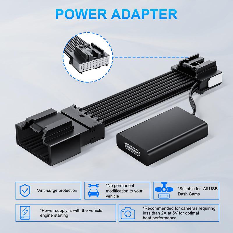[AUSTRALIA] - mangoal Dashcam Power Adapter Custom for Ford 16 Pin (Model A) for F150/F250/F350 Explorer Bronco and etc,Hide The Wires,GPS Radar Mirror Camera Dash Cam Adapte,Connects to Rearview Mirror(Exposed) 