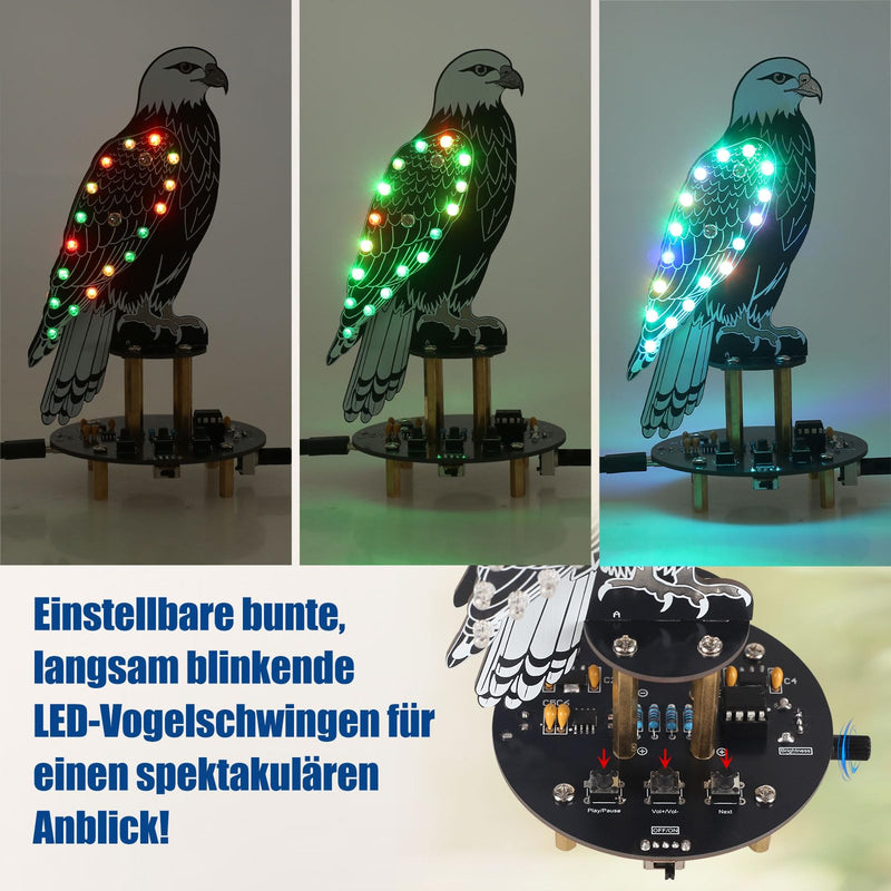DIY Electronic Bird Singing Soldering Kit, Creative Soldering Project Kit with Bird Shape, 10 Bird Voices, Slow LED Wing Flashing for Electronics Learning Gift