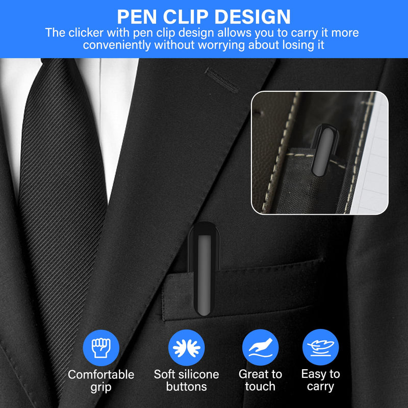 Presentation Clicker, Wireless Presenter with Red Light Pointer, Clicker for Powerpoint Presentations RF 2.4GHz USB Presenter Remote Google Slide Advancer with Hyperlink Volume Control F07 AAA-USB