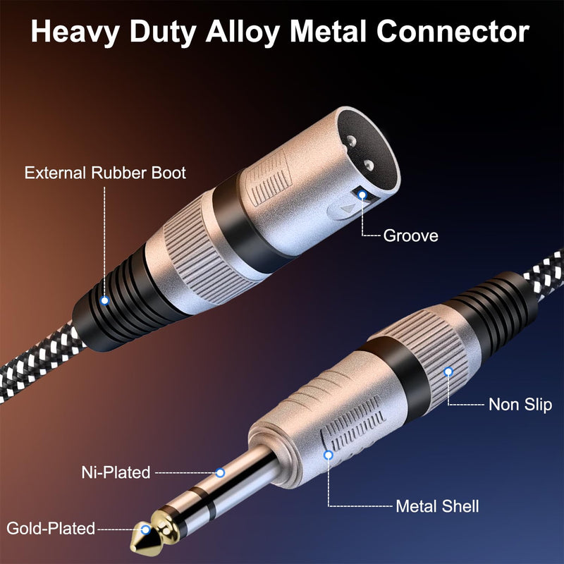 XLR Male to 1/4 Inch TRS Cable 30 FT, Nylong Braided XLR 3 Pin Male to Quarter inch 6.35mm TRS Balanced Interconnect Wire Mic Cord (Pure Copper Conductors) 30FT