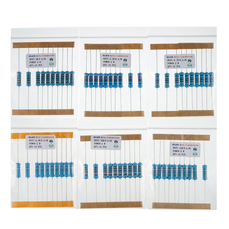 [AUSTRALIA] - BOJACK Resistors Assortment Kit 1 Ohm - 1M Ohm 2W Metal Film Resistor Kit (30 Values 300 Pieces) 2 W 