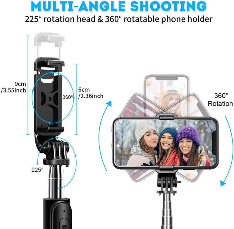 [AUSTRALIA] - Selfie Stick Tripod with Remote Phone Recording Stand, Travel Tripod for iPhone Cell Phones, Cellphone Filming Tripod Travel Necessories Gift for Men Women, Tripode para Celulares Tripie para Celular Selfie Stick Tripod 