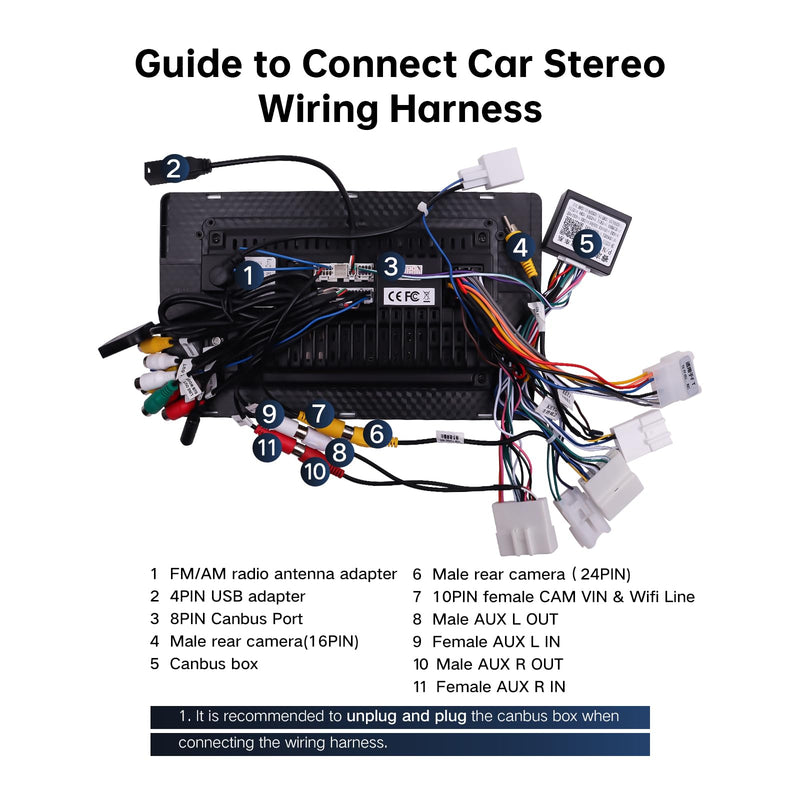 16PIN Radio Harness for Toyota Camry RAV4 2013-2018 No Wire Cutting | Keeps Original JBL Amplifier, 360/Rear Camera, TPMS Info and SWC, Also Fits Corolla Highlander Corolla Tundra Sienna 4Runner CAN004-1-R 6 Plugs