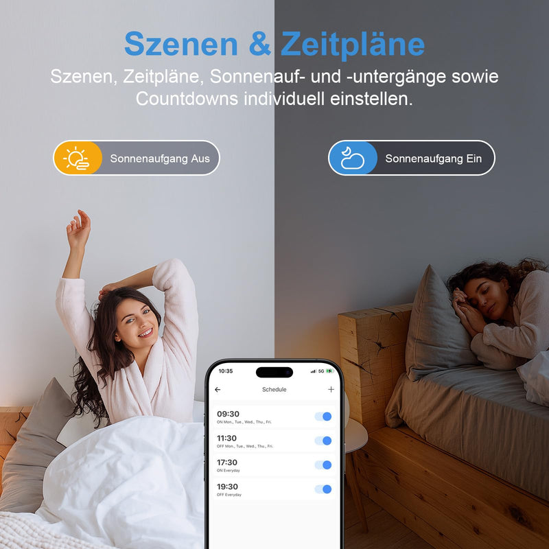 SURFOU WLAN Socket with Timer & Current Meter, Smart Plug 16A with App Control, Voice Control, Timer, for Alexa & Google Home, 2.4GHz WiFi, Remote Access, No Hub Required gray