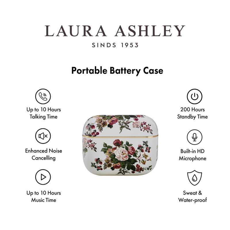Laura Ashley Rosemore TWS Wireless Earbuds - Skylark Rechargeable Ear Buds | HD Mic, ENC Noise Cancelling Earbuds, Bluetooth 5.4, 40H Backup Charging Case, iOS & Android Compatible Earphones, 10m Range