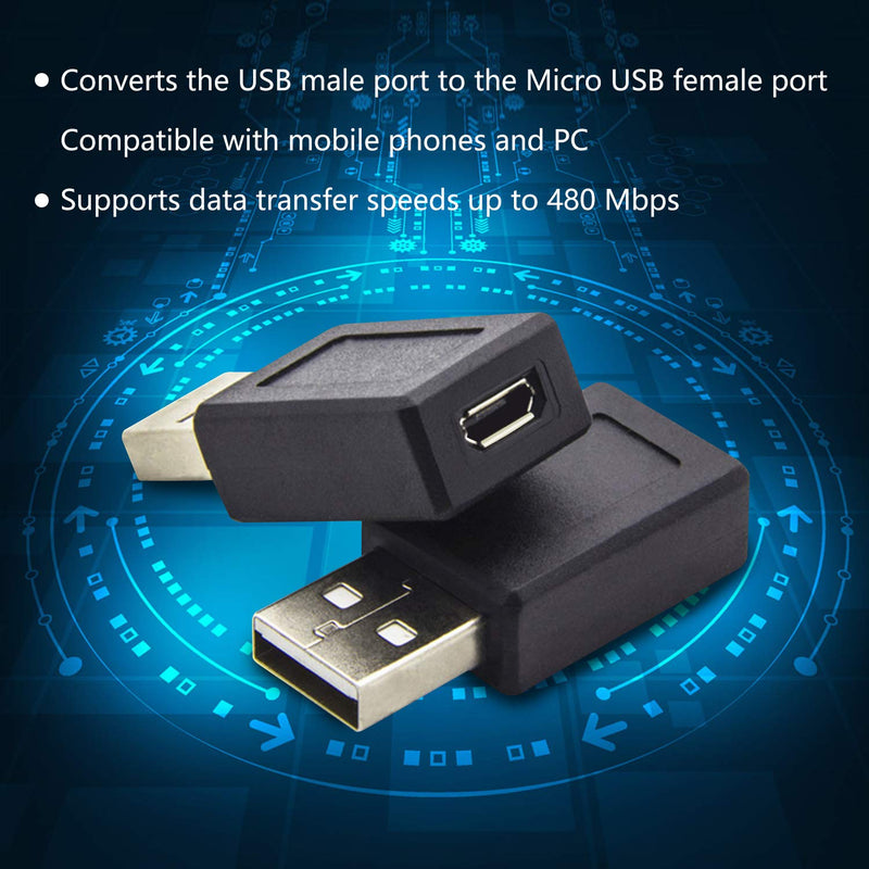 SAISN Mini USB Adaptor USB 2.0 A Male to USB Micro Female Converter (3 Pack)