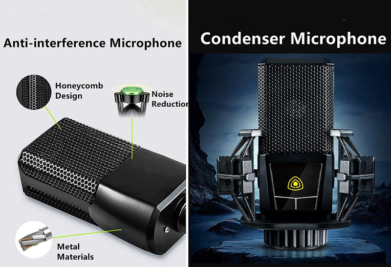 [AUSTRALIA] - K300 Podcast Equipment Bundle, With Podcast Condenser Microphone, Voice Changer Sound Card with Multiple Sound Effects and LED Light, Prefect for Streaming/Podcasting/Gaming/Recording/YouTube/PC SK300 Mic 