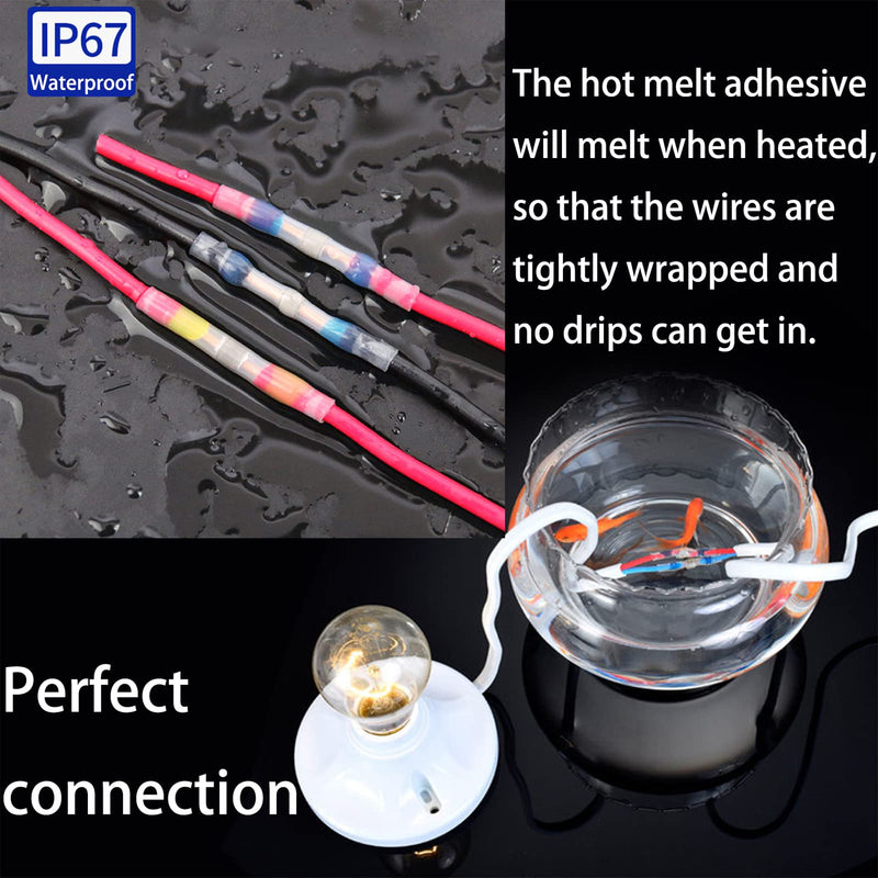 150PCS Waterproof Solder Seal Wire Connectors, Heat Shrink Terminals Kit, Marine Grade Butt Splice Connectors 150pcs