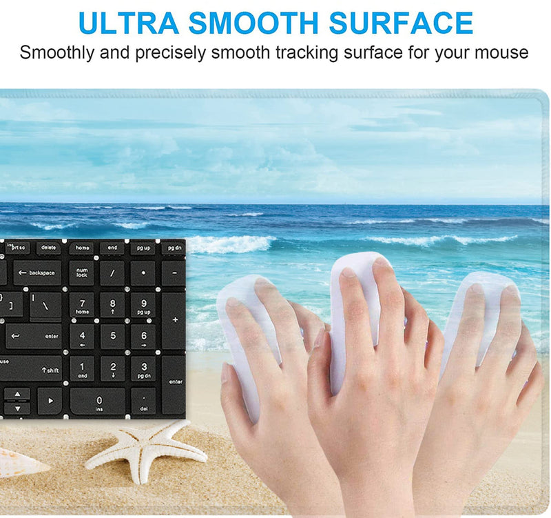 Large Gaming Mouse Pad Extended Mousepad Computer Keyboard Mouse Mat Desk Pad for Home Office Gaming Work (Beach) Beach