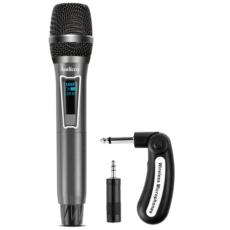 [AUSTRALIA] - Easy Install Wireless Microphone, No Delay Handheld Microphone System with Rechargeable Receiver, Suitable for Singing, Teaching, Church, Weddings, and DJ Events (Black, 1 Microphone) 