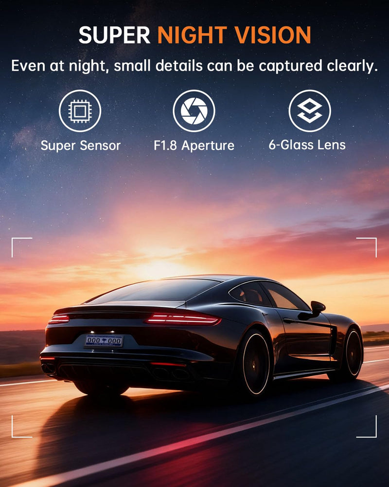 [AUSTRALIA] - Dual Dash Cam Front and Rear — 2.5K HDR Night Vision Car Camera with G-Sensor & 24H Parking Monitor, Compact Plug & Play Dash Cam with Super Capacitor, 32GB Card Included, Supports 256GB Max 