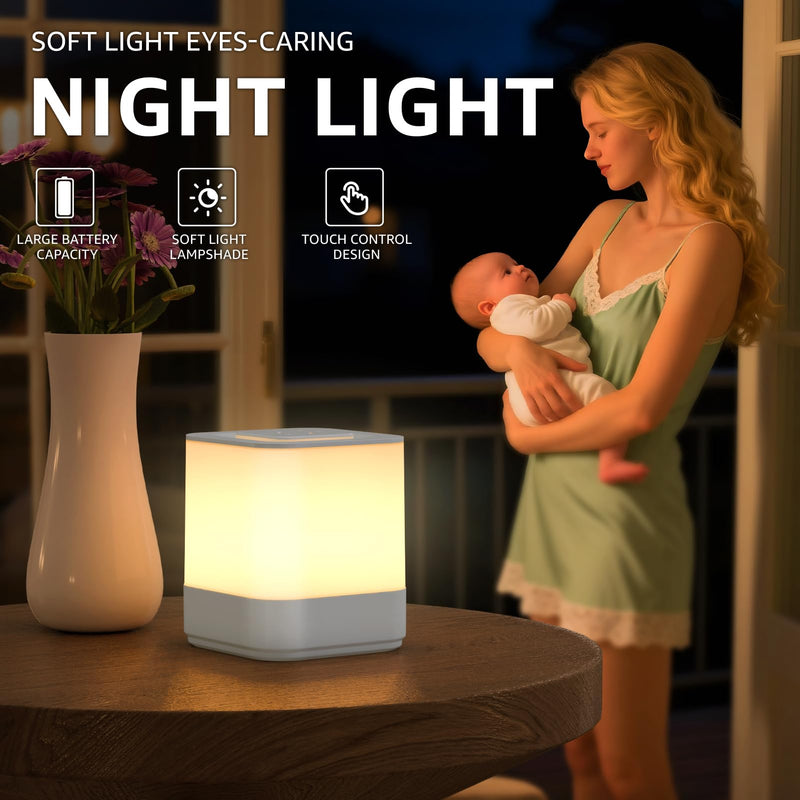 uuffoo 2 Pack Rechargeable Small Night Light Touch Dimmable Cordless Lamp | 3-Mode Lighting | 4000mAH Battery Operated | USB Changing | Portable Table Lamp for Bedside Bedroom Travel White A