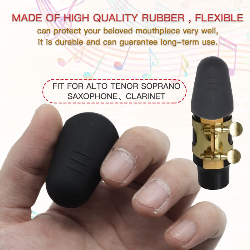 2pcs Saxophone Mouthpiece Protector Cover Cap, Rubber Clarinet Mouthpiece Cap, Mouthpiece Protective Cap for Alto Saxophone Tenor Sax Bass Clarinet, Preventing Dust and Protecting Reeds