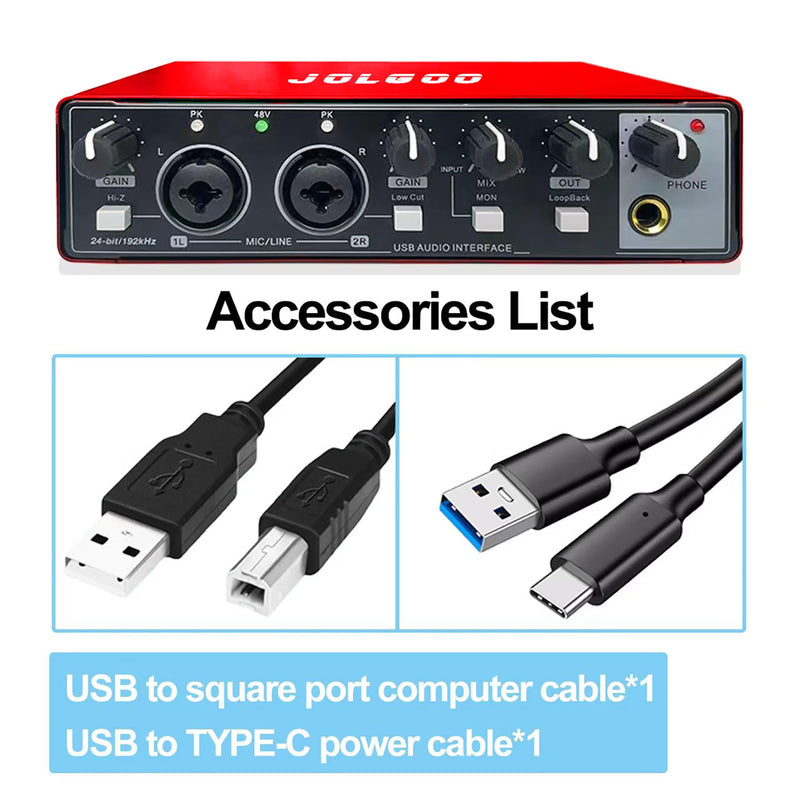 [AUSTRALIA] - USB Audio Interface, Red 24-Bit/192kHz Plug & Play Sound Card for Recording – XLR/Line In, Headphone Out, Low Latency, Compatible with PC, Mac, Smartphone 
