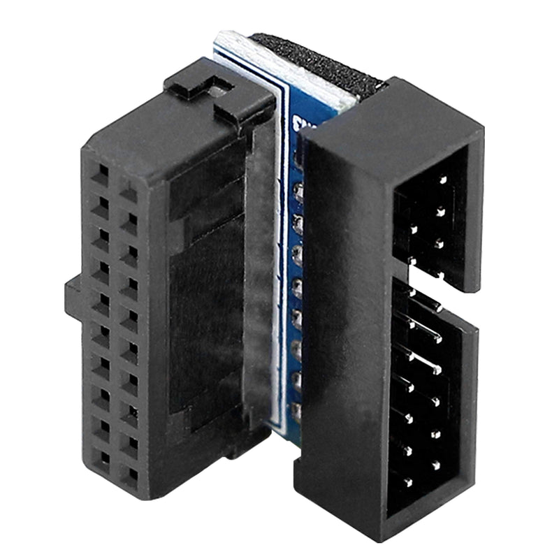Right Angled USB 3.0 20-pin Male to Female Extension Adapter,Gelrhonr Desktop Motherboard 90 Degree Angled USB 3.0 19-Pin Motherboard Internal Header-Black 2PCS