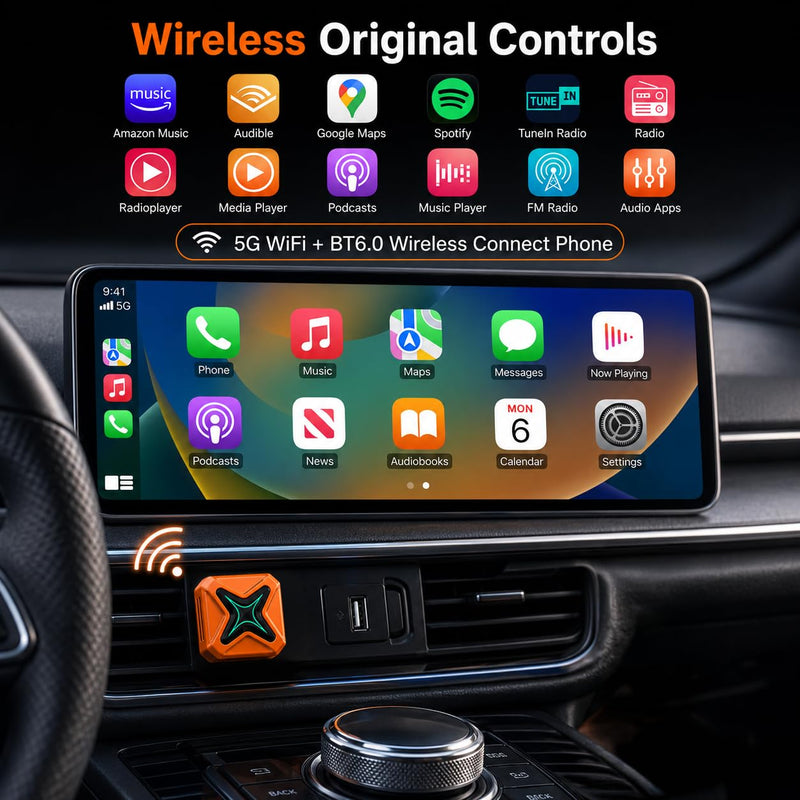 Wireless CarPlay Adapter for iPhone & Android | 2-in-1 Wireless CarPlay and Android Auto Adapter, Plug and Play, Auto Reconnect