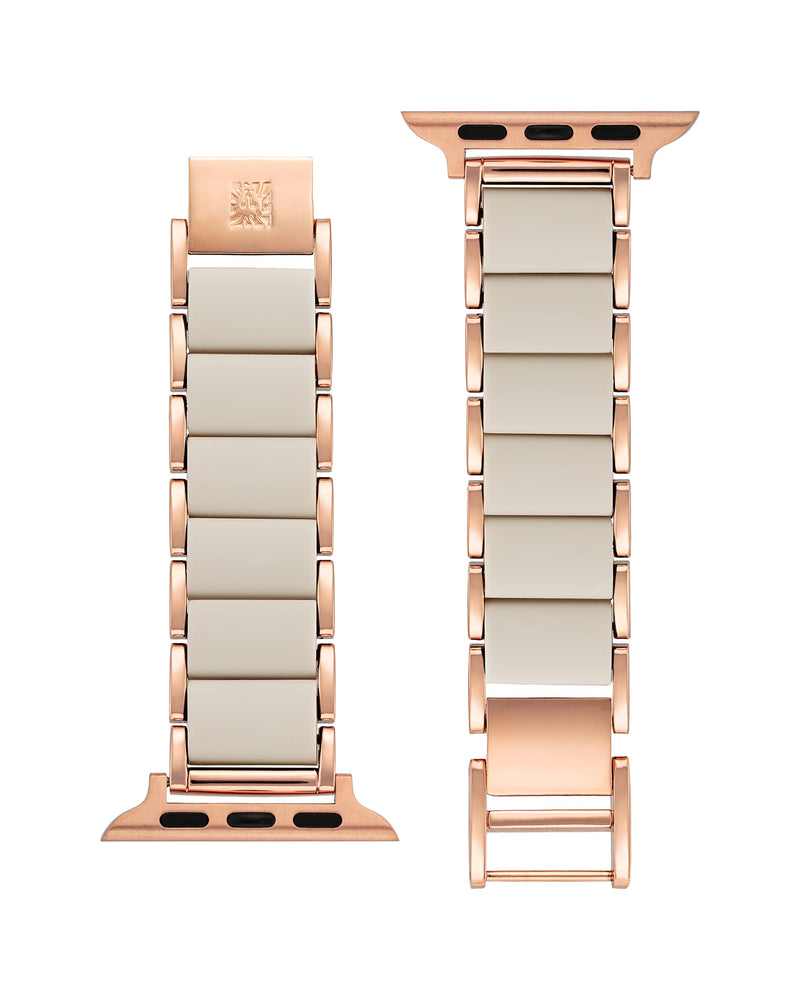 Anne Klein Silicone Adjustable Bracelet for Apple Watch Cream/Rose Gold 42mm (Series 10) & 38/40/41mm