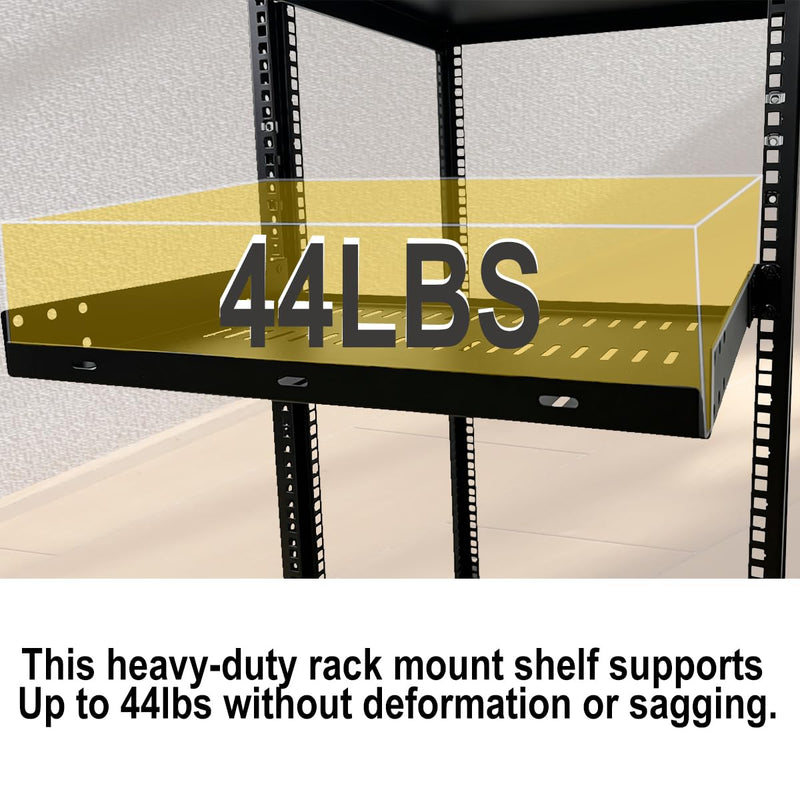 1U Server Rack Shelf Universal Vented Rack Mount Tray 12" D | Heavy-Duty 12" Deep Rack Shelf for 19 inches Network Rack & Cabinet, Weight Capacity 44 lbs /20 kgs ( 12 inch deep N)