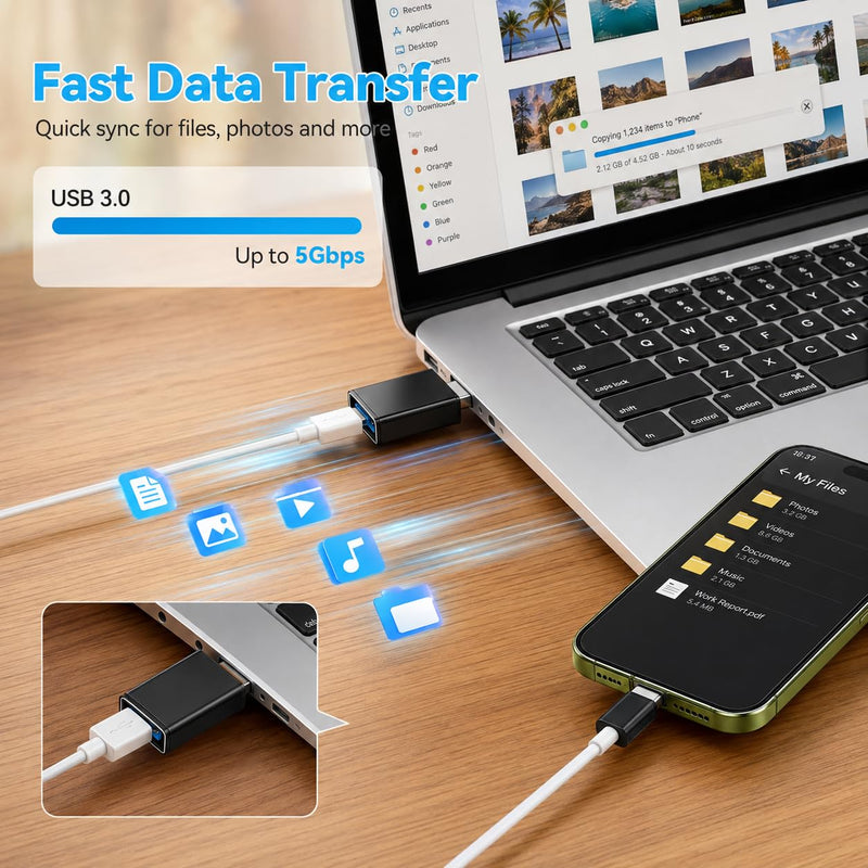 8pcs USB to USB C Adapter, Micro USB to USB C Female Male Converter Connector for Laptop Car Smartphone Headphone Mic PC (8pcs) 8pcs