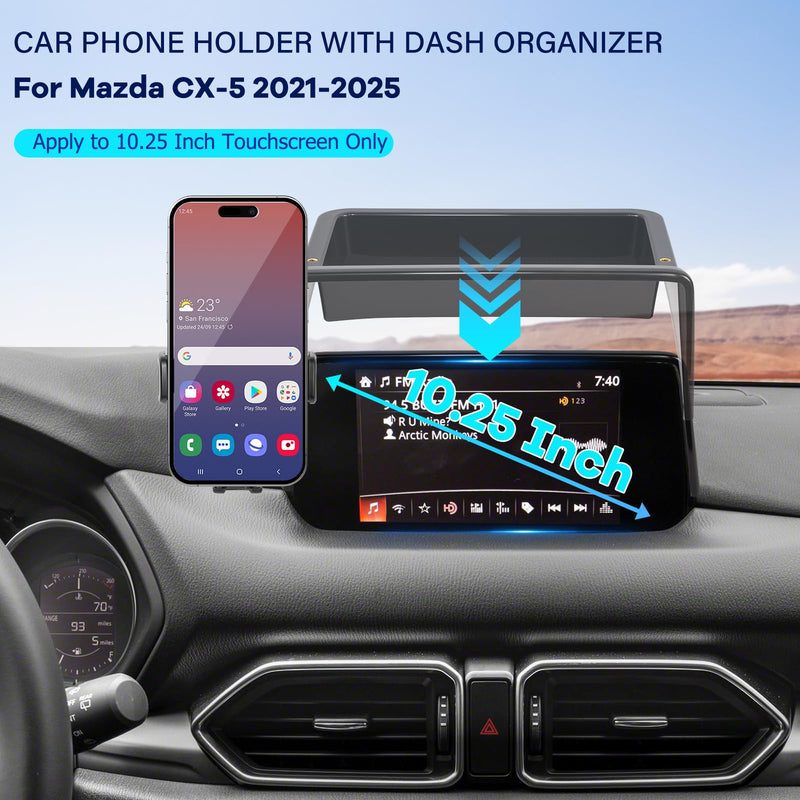 Car Phone Holder Fit for Mazda CX5 2021-2025 Accessories Dashboard Organizer with Cell Phone Mount 10.25-inch, Cell Phone Automobile Cradles Hands-Free 360 Degree Rotation 2021-2025 Mazda CX5