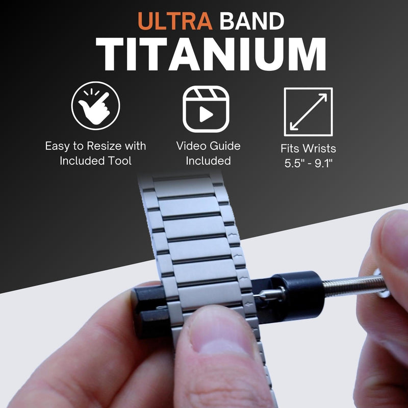 Titanium Bracelet for Apple Watch Ultra 3/2/1 (49mm), DLC Coating | Scratch Resistant Diamond-Like-Carbon Coating, Titanium Bracelet with Folding Clasp, Color Matching Titanium Natural Titanium