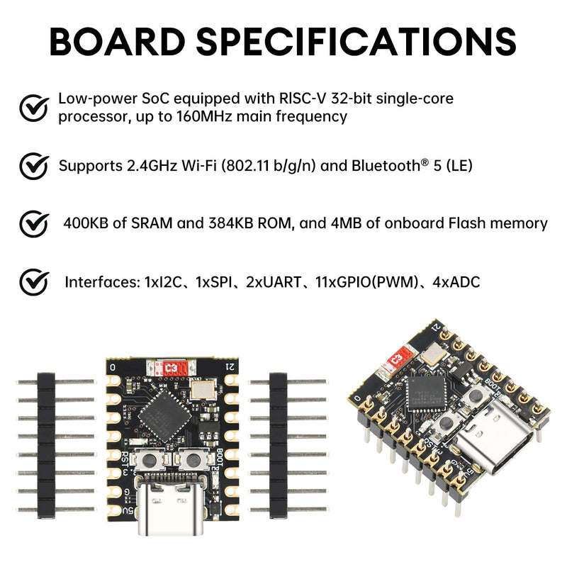 diymore 4pcs for ESP32 for ESP32-C3 Development Board Mini Supports WiFi Bluetooth ESP32 C3