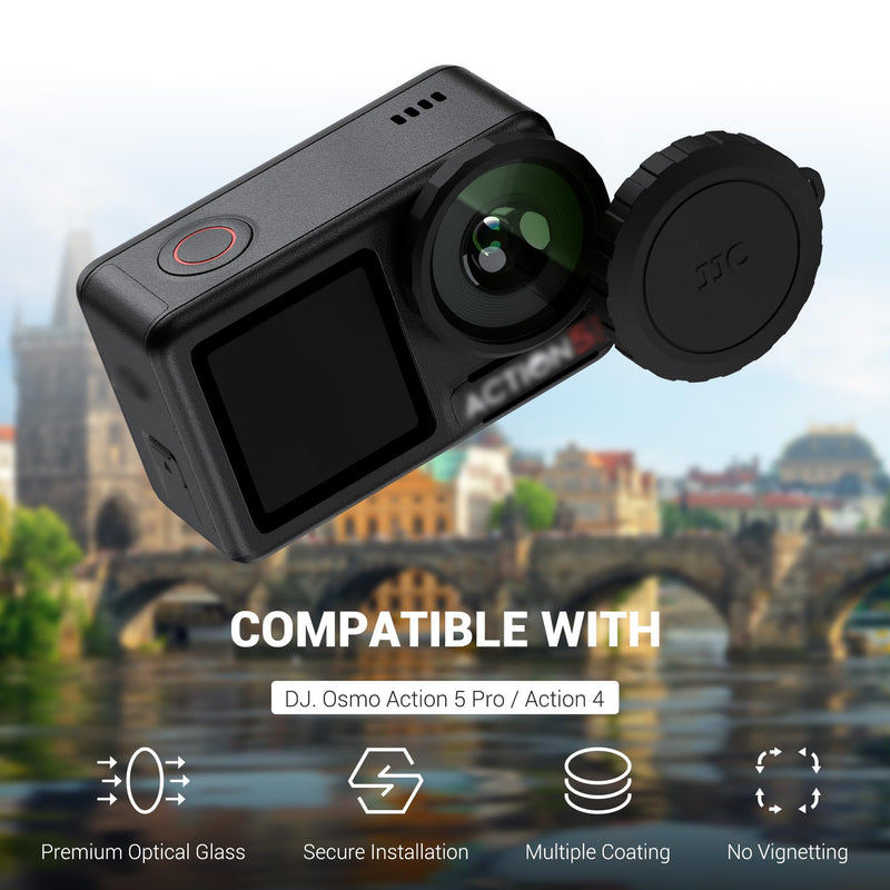 [AUSTRALIA] - JJC Screw On UV Filter for DJI Osmo Action 5 Pro 4 Only,with Rubber Lens Cap,Replace OEM Osmo Action 5 Pro Glass Lens Cover,Multi Coated HD Optical Glass,Absorb Ultraviolet Light & Reduce Bluish Cast Ultraviolet Filter 