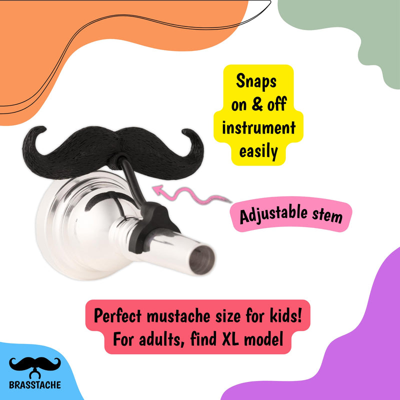 Brasstache 2.0 for Kids - (2-pack) Clip-on Mustache for Brass Players, Original Mustache Size (Trumpet) Trumpet