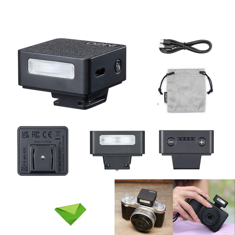 [AUSTRALIA] - GODOX iM20 Mini Flash for Camera w/Built-in Battery, Conpact & Portable GN10/470 mAh USB-C Charging & Universal Hot Shoe Compatible with Sony zve10,zv1,a7iii/Ricoh gr3,gr3x/Fujifilm f1, NOT for ZV-1F Black 