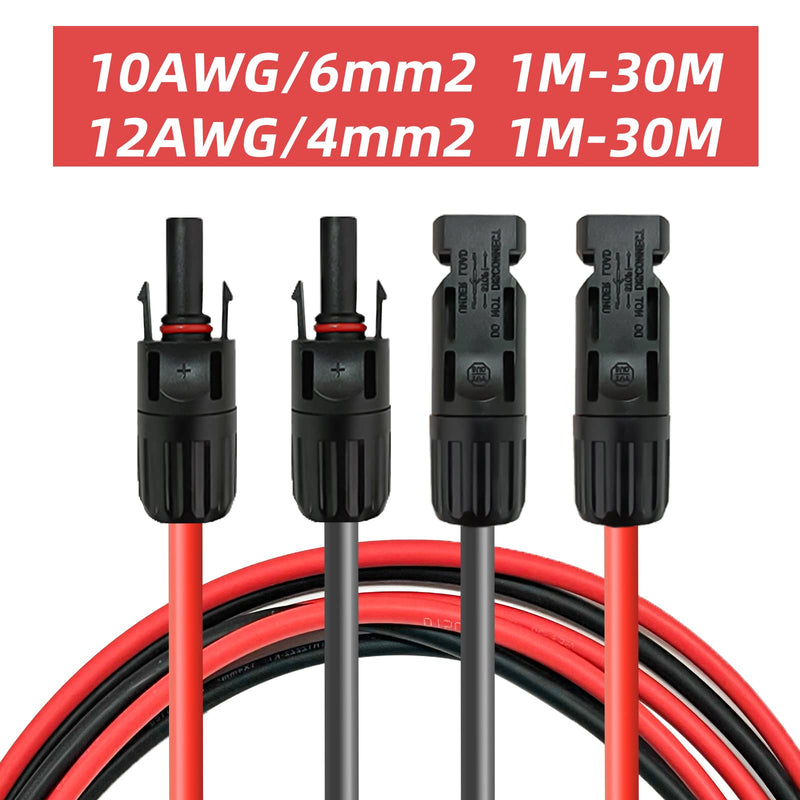 Professional connection cable extension cable on both sides solar plug solar cable red / black 6 mm² including mounted solar plug (1 m 4 mm²) 4mm²1m