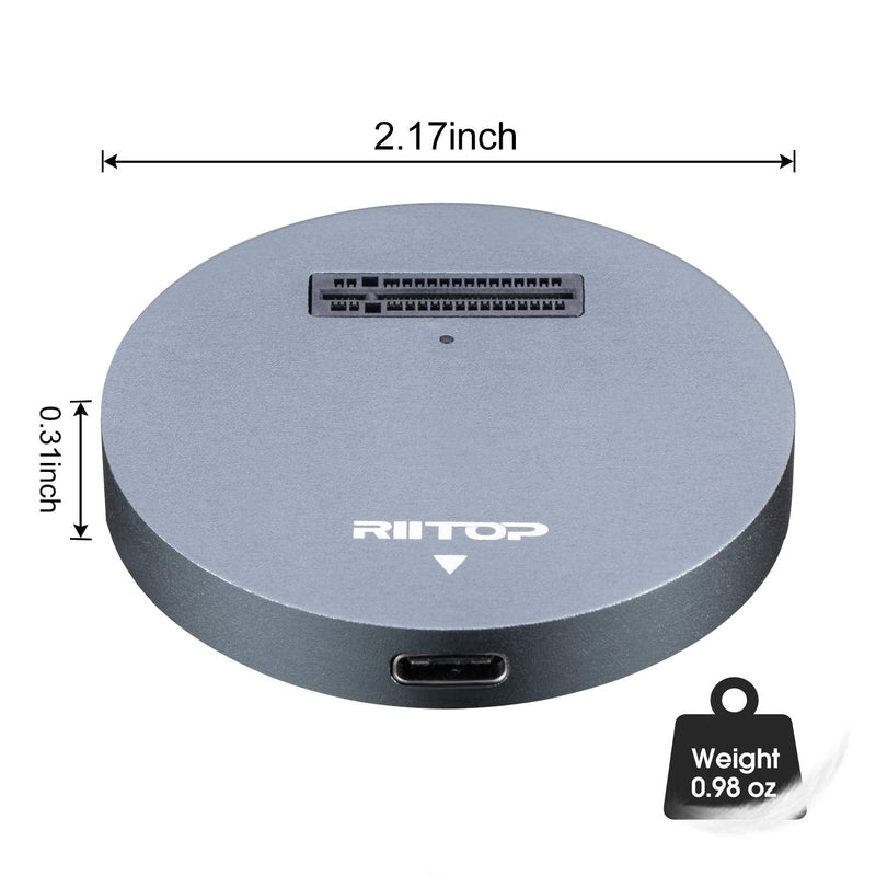 RIITOP NVMe to USB Docking Station, External M.2 PCI-e NVMe SSD to USB-C Reader Adapter for M.2 (M Key) NVMe SSD Gray