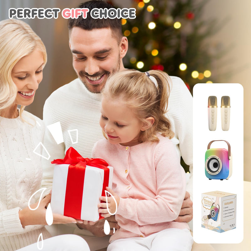 MOYU Mini Karaoke Machine for Kids: Portable Bluetooth Speaker Set with Two Wireless Microphones & Flowing Light Gifts for Girls Boys Toddler Adults Home Party