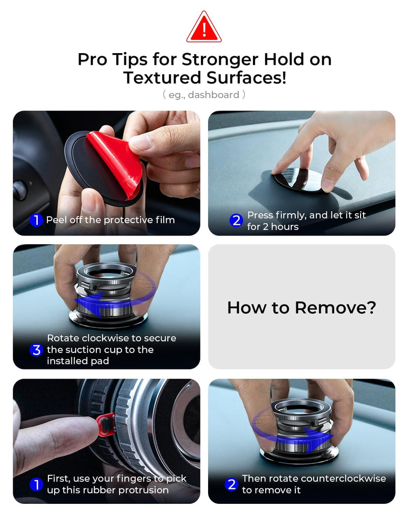 Vacuum Magnetic Car Phone Holder for MagSafe, Car Mount, Black | 109+ Lbs Vacuum Suction and 2800+Gf Magnetic Grip with 360° Rotation for Secure Mounting on Dashboards, Windshields & Mirrors